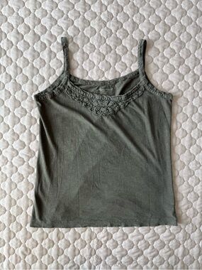 taupe embroidered textured 100% cotton tank top
